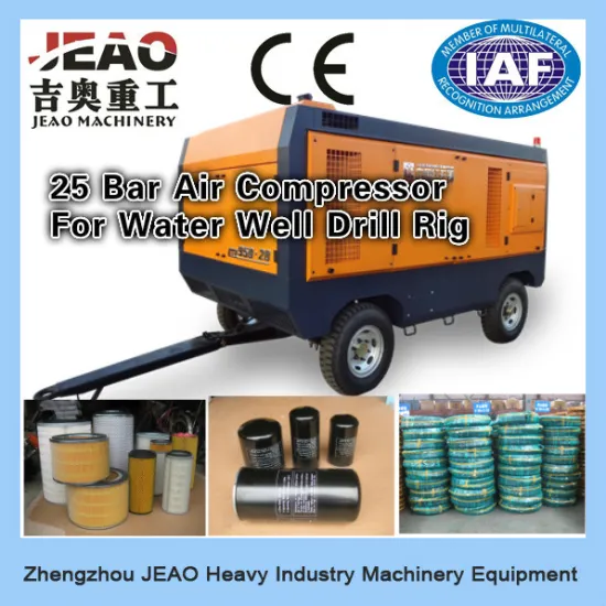 GPS Remote Control System (30m3/min &25bar) Portable Diesel Driven Screw Air Compressor for Water Well Drilling Rig