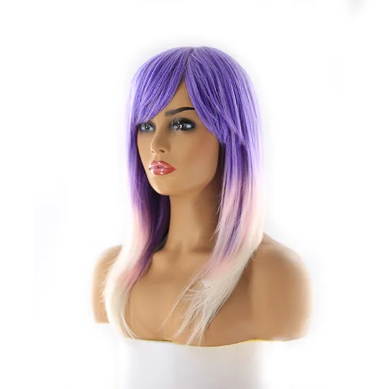 X-tress Straight Ombre Purple Synthetic Hair Wig For Women Party Cosplay Machine Made Fiber Heat Resistant Hair Wigs