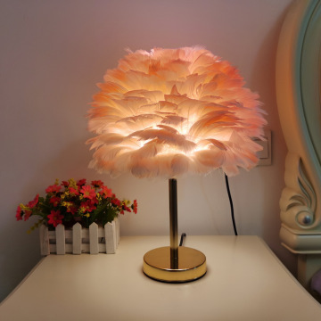 Scandinavian Style White Feather Lamp for Bedroom and Wedding
