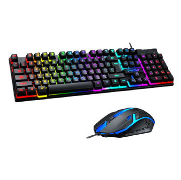 OEM High Quality Wired USB Office Keyboard and Mouse Set with RGB Light