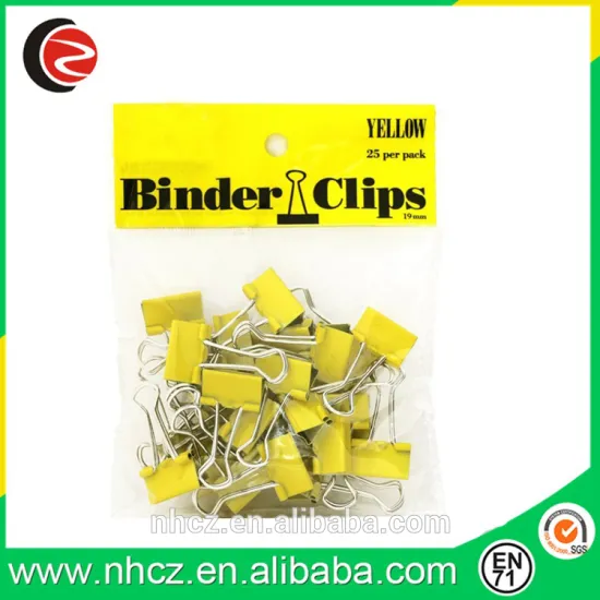 Small Yellow Binder Clips 19mm (.75 inch) - 25 Binder Clips per Pack