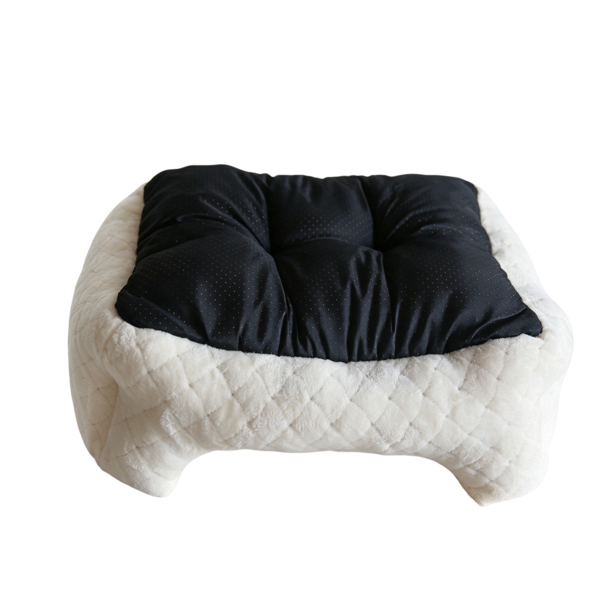 Cushioned raised rim neutral tone pet bed
