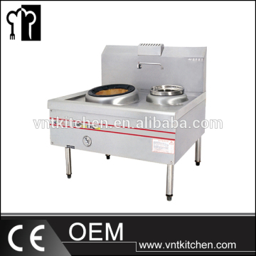 VNTK445 Komersial 1-Burner &amp; 1-Warmer Diesel Oil Wok dengan backsplash