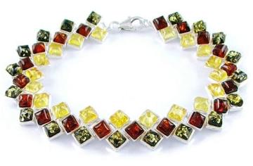 Colorful square diamond bracelet with sterling silver plated