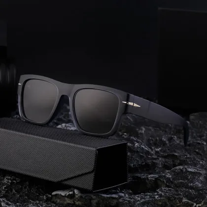 2024 Vintage Luxury Brand Square Frame Polarized Sunglasses for Men