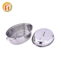 Stainless steel roasting pan with rack and lid