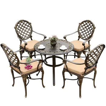Cast Aluminum Garden Dining Set - Table and Chairs