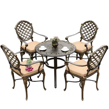 Cast Aluminum Garden Dining Set - Table and Chairs