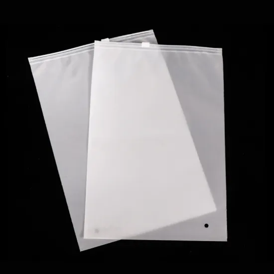 pe transparent frosted clothing zipper bag