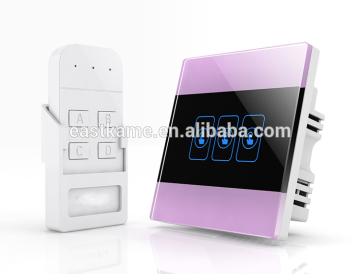 Colorful 3 Gang Crystal Glass Panel 433MHZ WIFI Smart Light Power Remote Switch