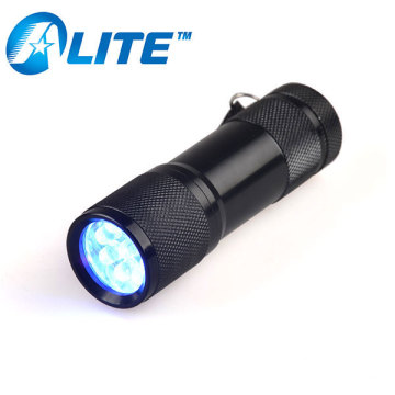 Hot Sale Tail-cap Switch 3X AAA Battery Black Light Torch 9 LED UV Flashlight Fingerprint