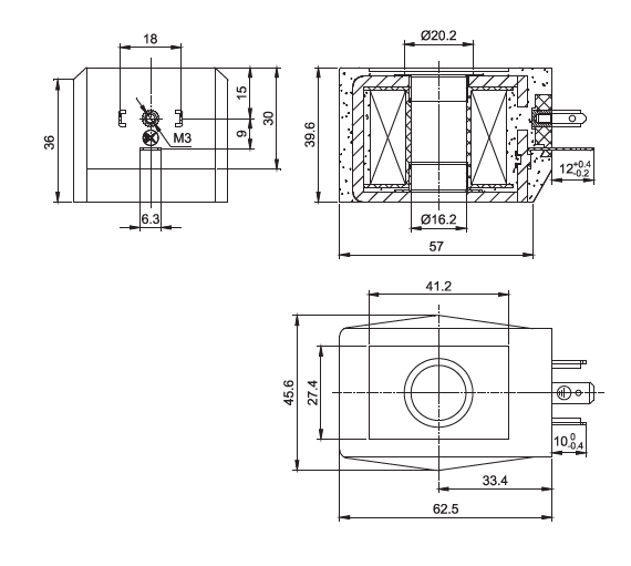 Dimension of BB16039502 Solenoid Coil: