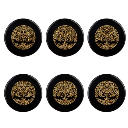 Decorative Black Obsidian Gemstone Coasters: Semi-Precious Stone Home Crafts