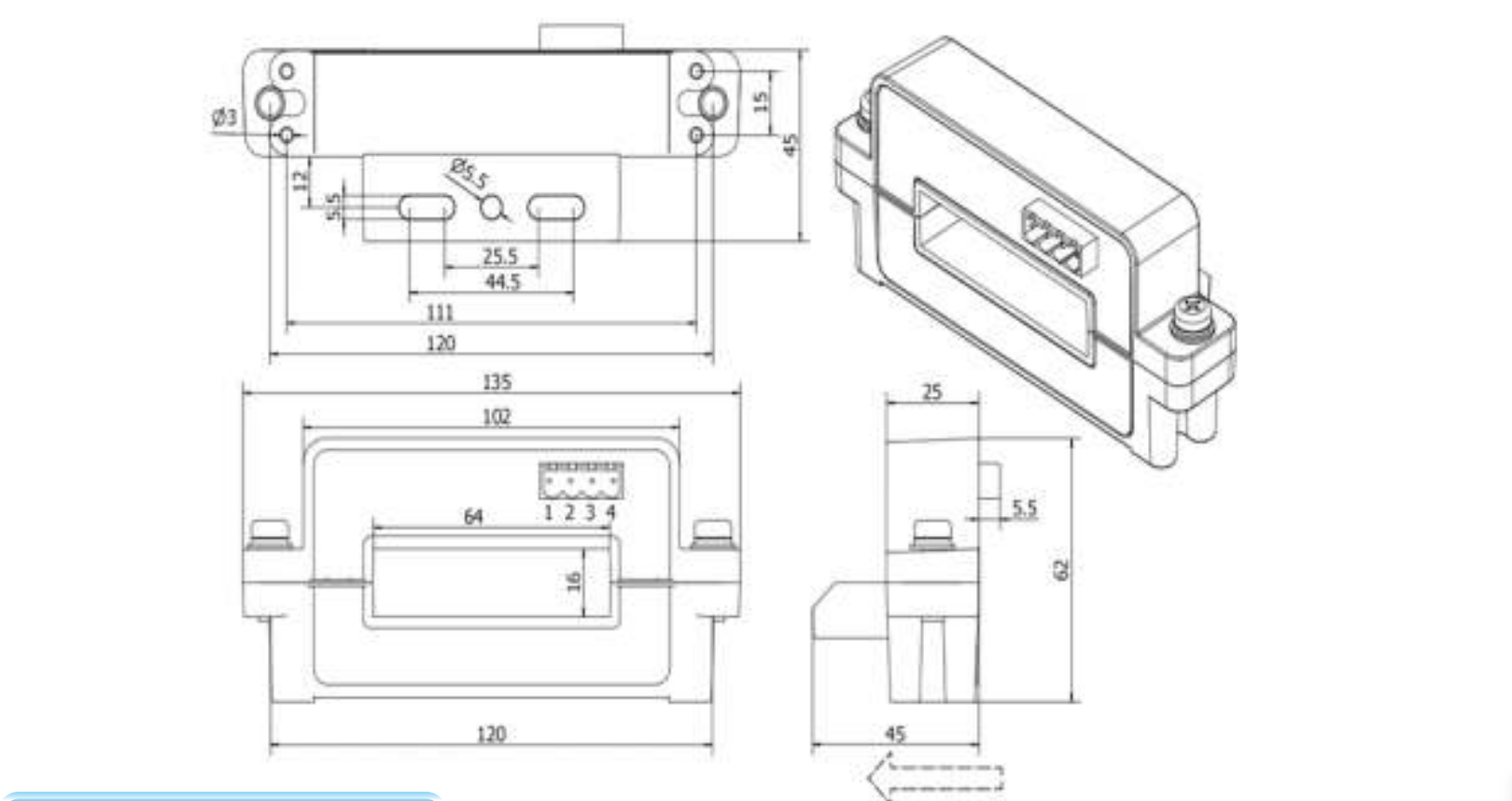 Industrial online monitoring hall current transducer