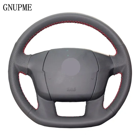 Hand-stitched Black PU Artificial Leather Car Steering Wheel Covers Case for Citroen C4L C4