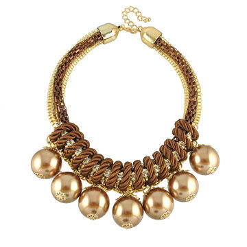 2014 new fashion retro statement choker, made of big pearl, ball pendant, American style