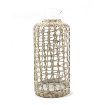 clear seagrass wrapped drinking Glass bottle carafe