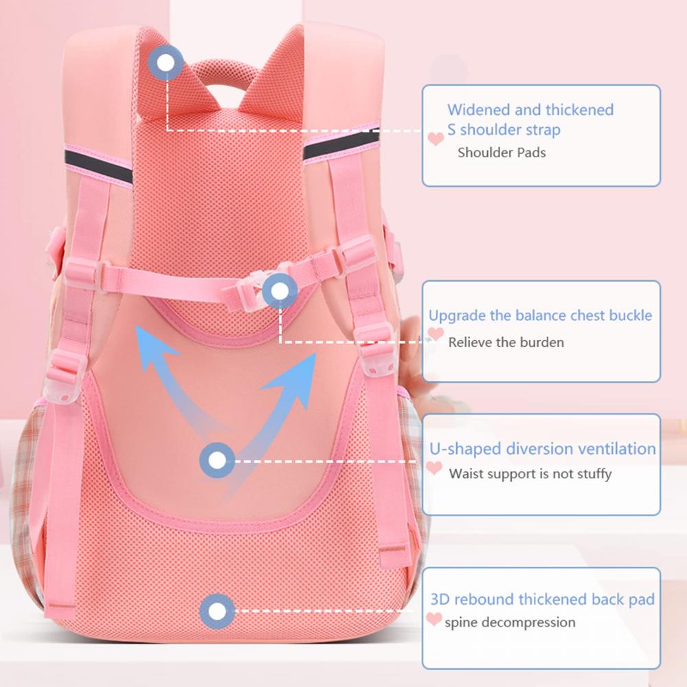 Girls Backpacks 180 degree opening Large Primary Bookbags