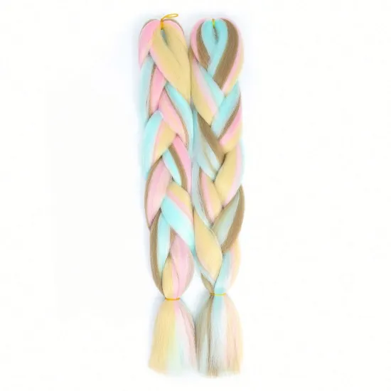 MYZYR Ombre Braiding Hair K Anek Alon Synthetic Braiding Hair Crochet Hair Extensions Grey Blonde Pink Blue African American 24"