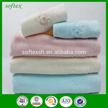 Velour cotton towel set solid colours embroidery style towel set
