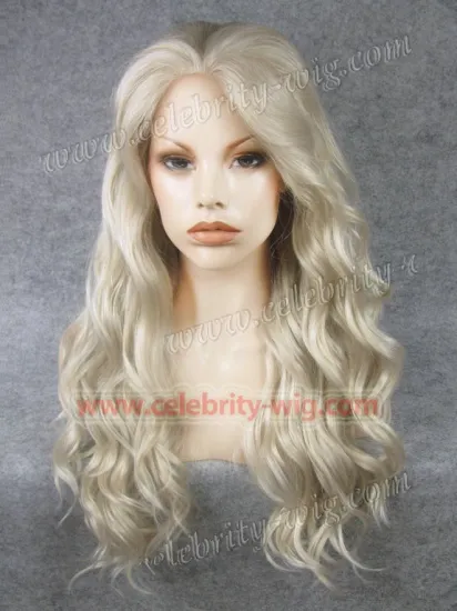 Heidi Klum Supermodel Celebrity Style Long Wavy Golden Blonde Synthetic Lace Front Wig