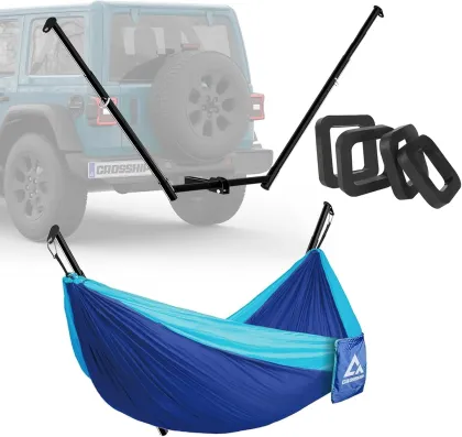 4-Pack Exterior Hitch Mount Hammocks with Parachute Hammock and Hitch Receiver Silencer Pad