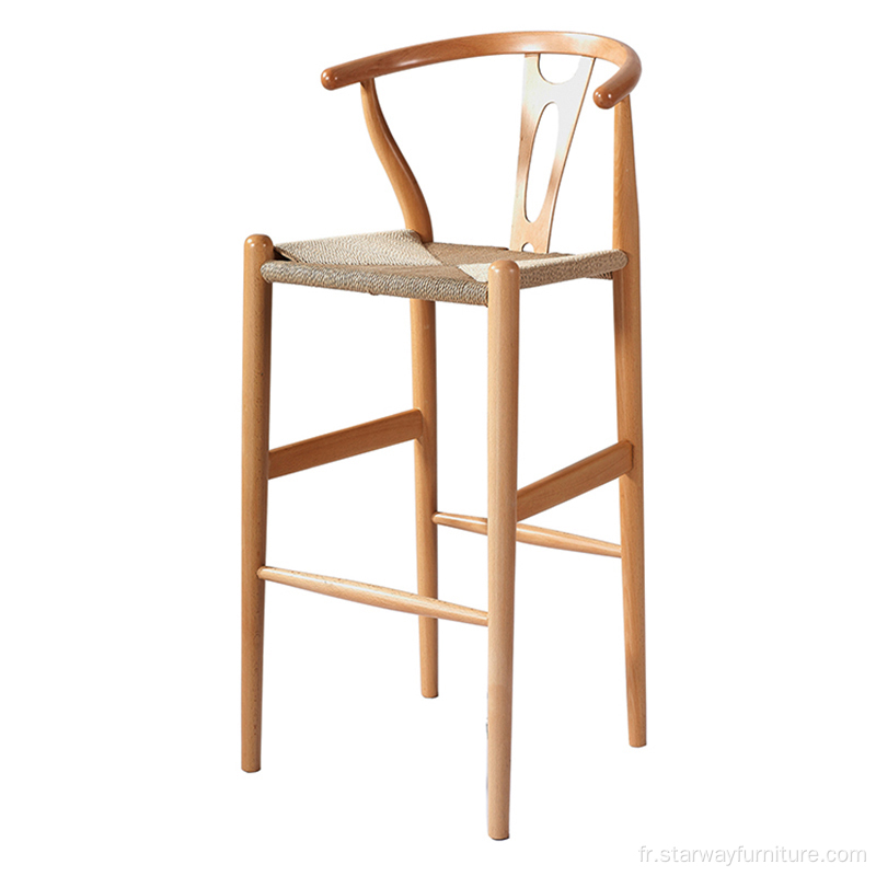 Tabouret de bar en bois de hêtre massif Wishbone Y Cafe