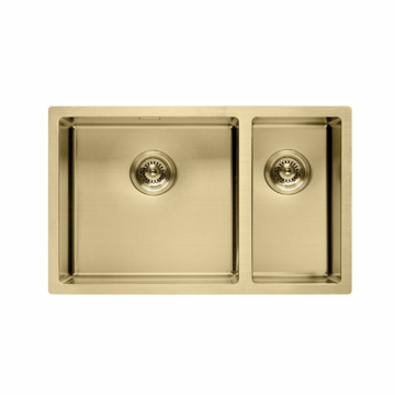 Dasen UD7444 Gold Brushed 304 Stainless Steel Handmade Double Bowl Kitchen Sink with R10 Radius Corners