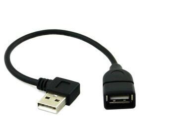 15cm Black color USB A Female to Male F/M Right Angle Adapter Connector Cable Extension Cord