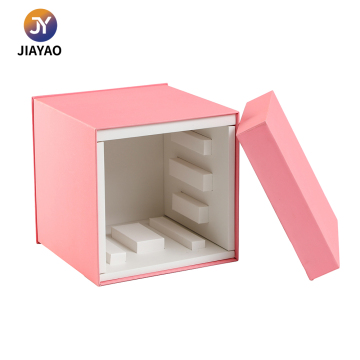 Elegant Pink Cube Cosmetic Box with Custom Inserts