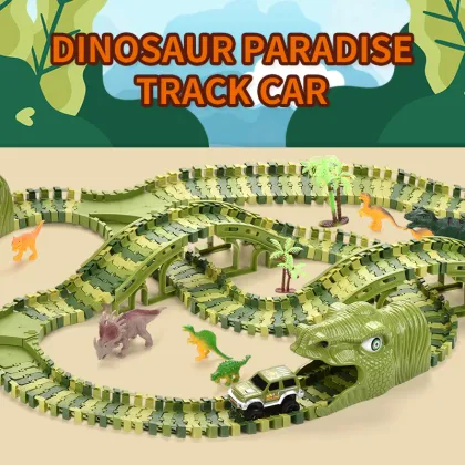 240Pcs Railway Race Game Dinosaur Race Car Track