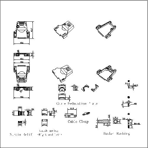 DBZHT-9X1 D-SUB METAL HOODS，9P,Straight,Harting TYPE