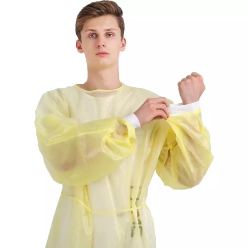 Robe d'isolement jaune jetable