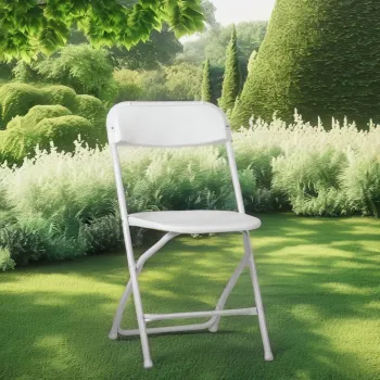 Wholesale Outdoor Portable Folding Chair - White Polypropylene with Aluminum Legs