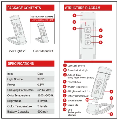 Clip-on Book Reading Light: LED Book Light with Clip
