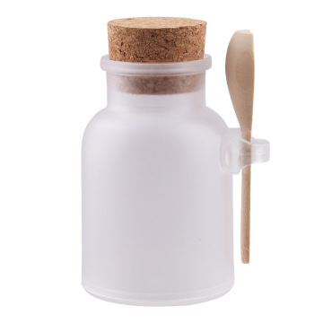 Frosted Bath Salt Bottle With Cork And Spoon