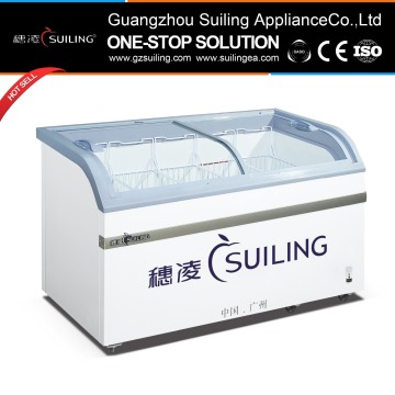 Curved glass door combine side by side ice cream freezer WD4-538
