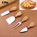 4pcs/set Cheese Knives Wood Handle Cheese Knife Slicer Kit Kitchen Cooking Baking Tool Cheese Cutter Useful Accessories