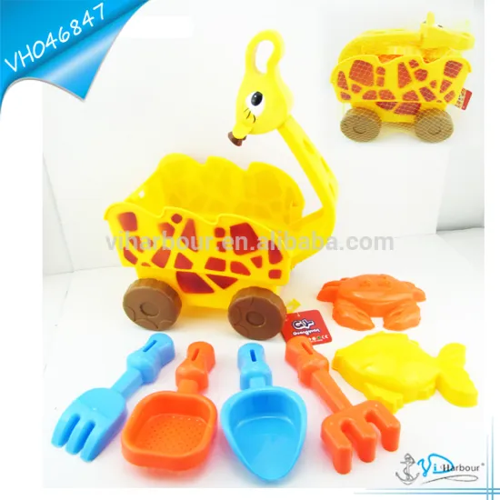 Free Wheel Lovely Girafe Bucket Car Summer Sand Toy Set