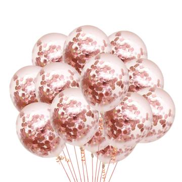 Rose Gold Confetti Sequins 12 Inch Transparent Latex Balloons for Wedding and Party Decor