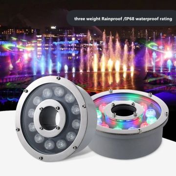 Outdoor RGB LED Fountain Light - 6W, 12W, 18W Stainless Steel IP68 Waterproof Landscape Lamp