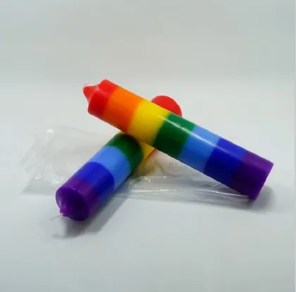 Rainbow taper candle rainbow colored votive candles