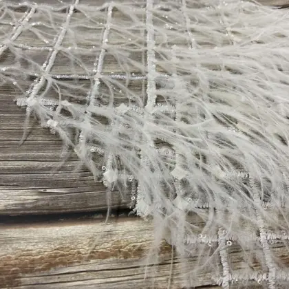 Lilied  Bridal Veil Feather  Embroidery Fabric