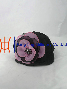 Girls Black baseball hat/cap and hat / plain snapback hats wholesale with flower trimmings