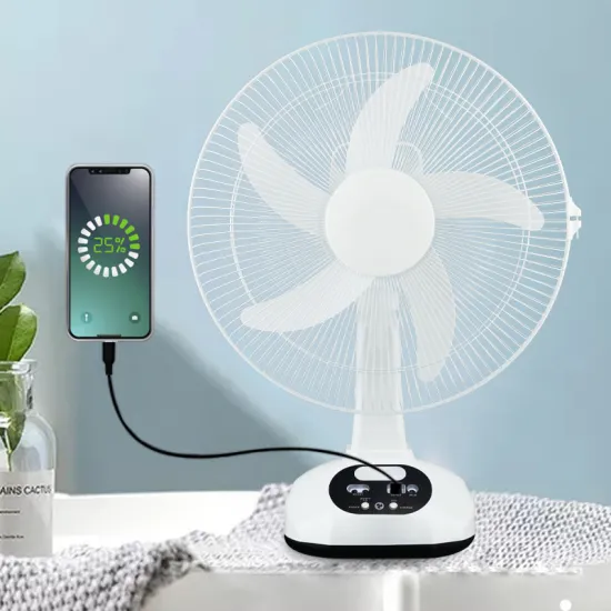 052 Ac Dc Solar Fan Set: Shaking Head Charging Fan with Lamp - Table Fan