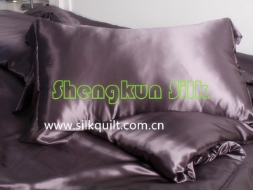 OKEO-TEX100 Certificate purple quilt 100% charmeuse silk cover filled hand pulled silk