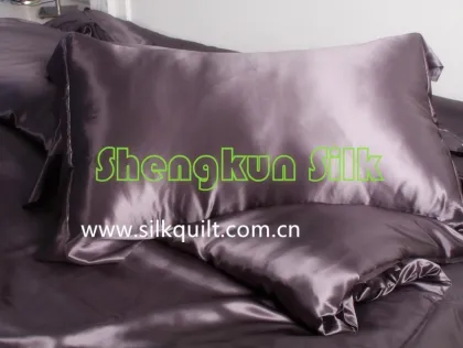 OKEO-TEX100 Certificate purple quilt 100% charmeuse silk cover filled hand pulled silk