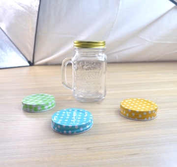 glass drinking mason jar with handle and lid