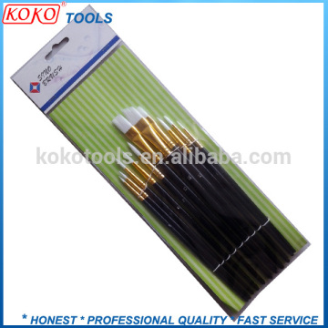 Mixed flat and round top nylon bristsles makeup artist brush set