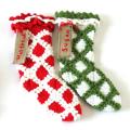 Giáng sinh truyền thống thả crochet cổ điển màu xanh lá cây màu trắng